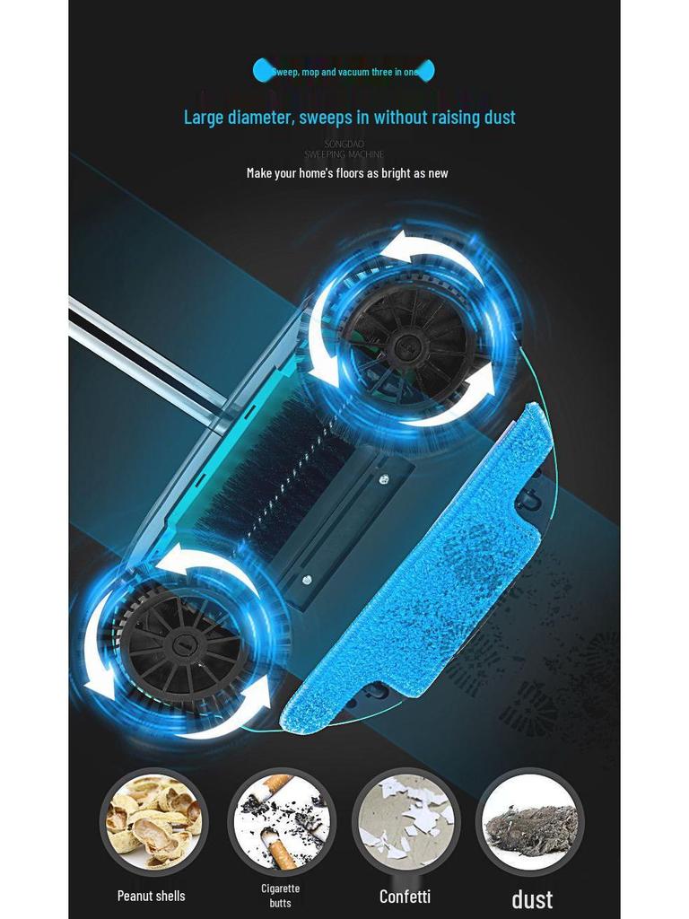 Push Sweeper: Lazy Mop & Vacuum Broom in Red, Blue, Purple