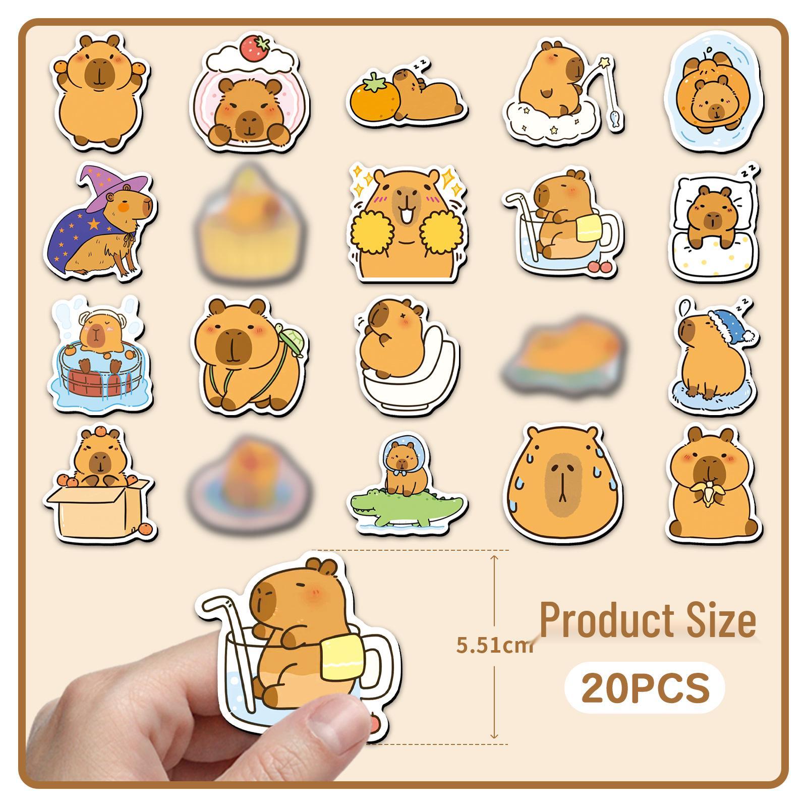 20 Capybara Magnetic Refrigerator Stickers - Waterproof Cartoon Animal Set 5.5-8.5CM