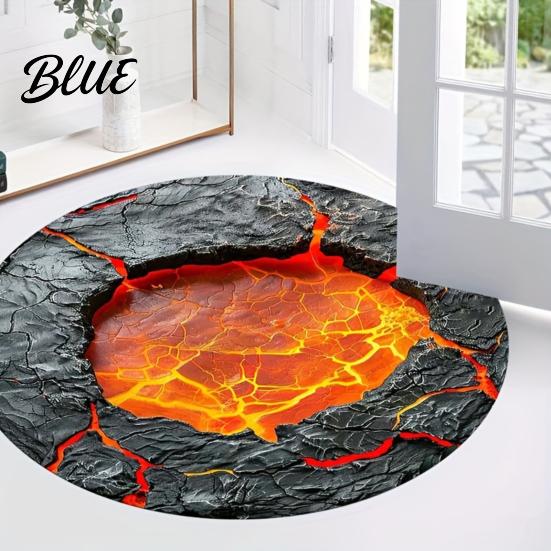Hand Washable Floor Machine Bedroom Rug Realistic 3D Hole Mat Round Optical Illusion Non-Slip Area