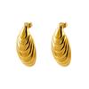 Fashion niche personality shell design simple embossed round stainless steel earrings jewelry