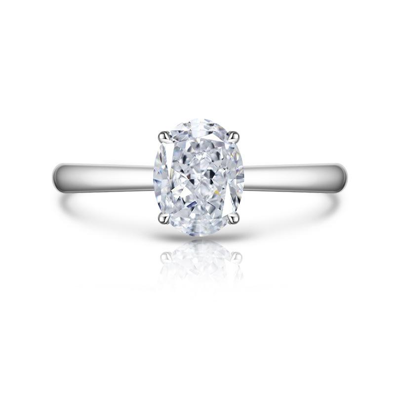 2026 European and American Colored Treasure Ice Flower Cut Pigeon Egg Ring Women's Fashion Simple Flash High Carbon Diamond Ring