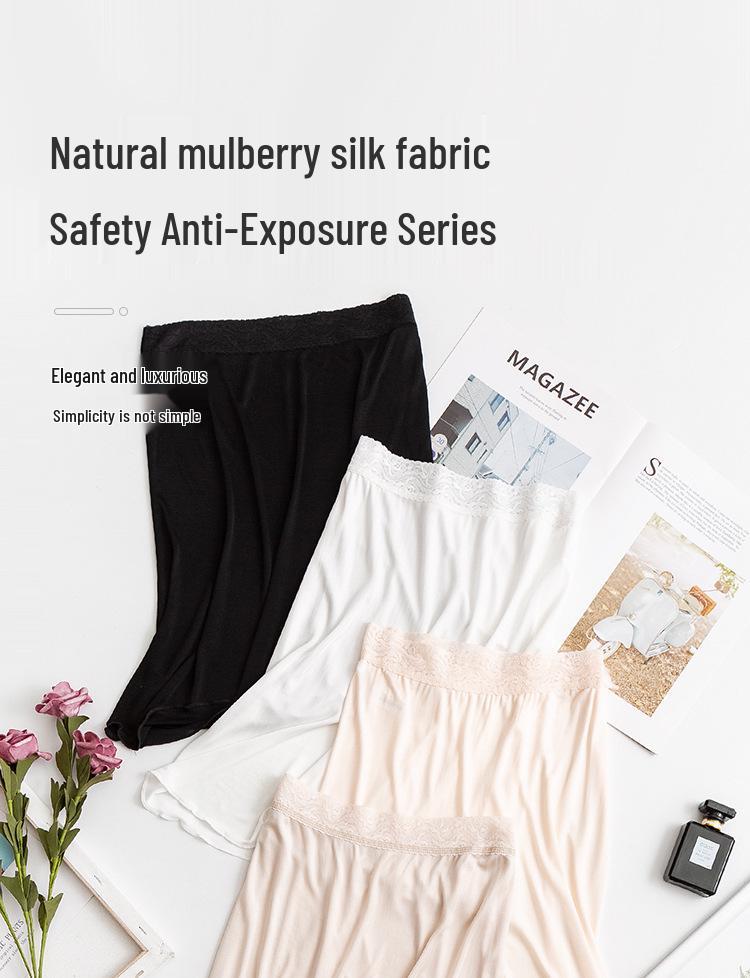 Guolian Γυναικείο Υποκίνουστο Σλιπ Νυχτικό από Μουριά Μεταξωτό με Δαντελένια Λεπτομέρεια (Αντιέκθεση)