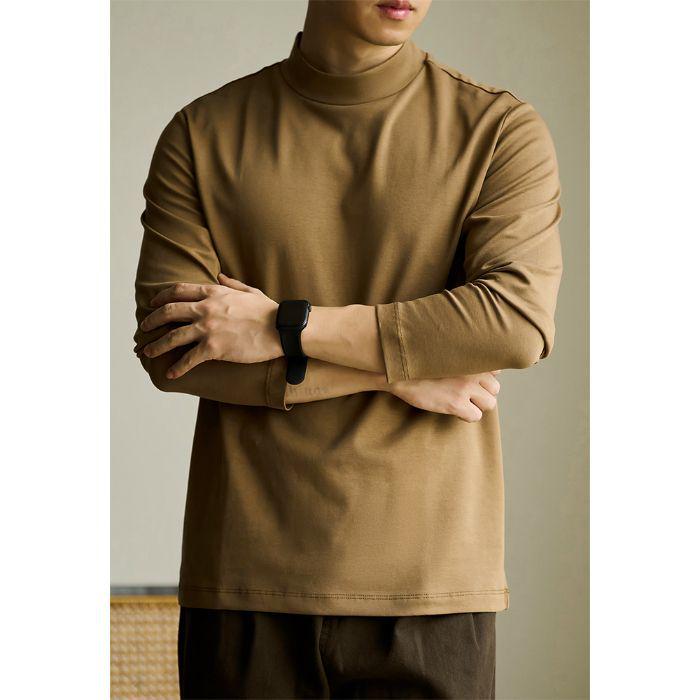 

Men s High-Neck Long Sleeve T-Shirt, 2025 Autumn/Winter Collection, Liquid Ammonia Mercerized Cotton, Premium Innerwear Top. 56/3XL (160-175 jin)