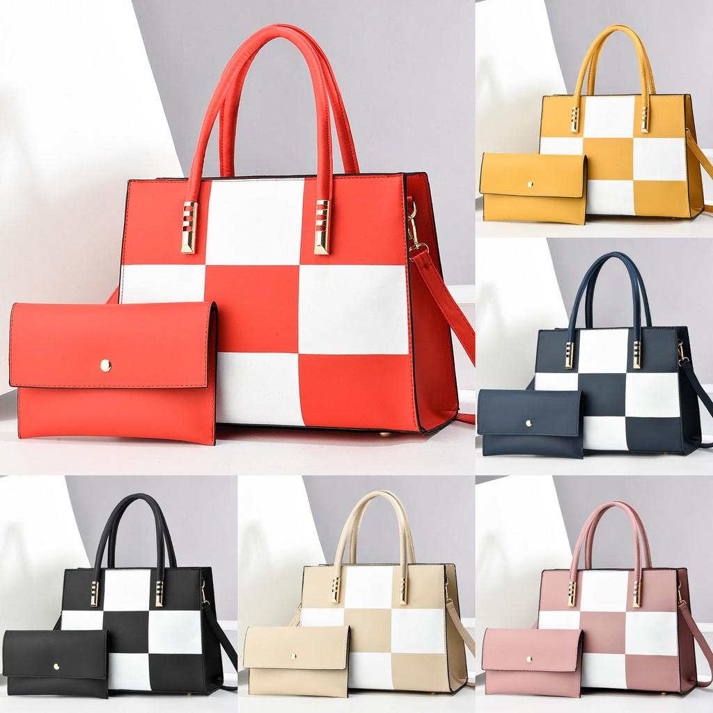 Fashion Color Blocked Checkered Pattern Women Casual Shoulder Bag For Daily Use