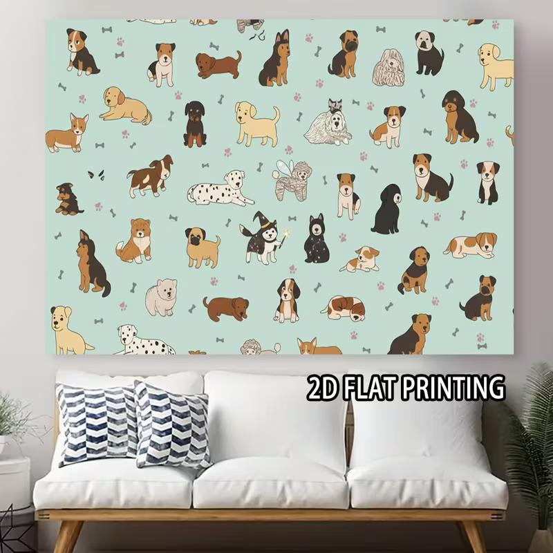 2D Cute Various Puppy Light Blue Background Wall Hanging Backdrop