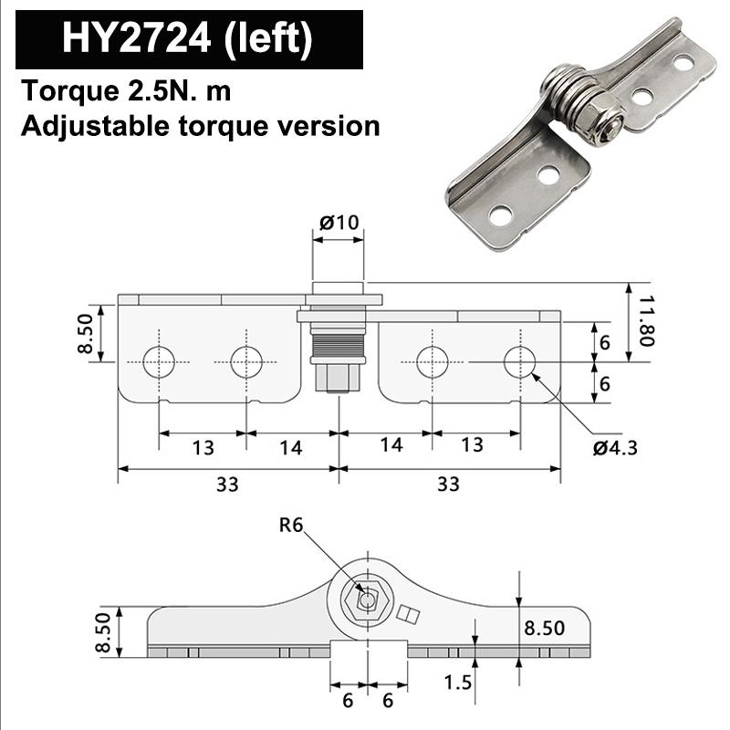 304 Stainless Steel Adjustable Torque Hinge, Industrial Free-Stop Pivot Hinge for Any-Angle Positioning on Equipment 1Piece
