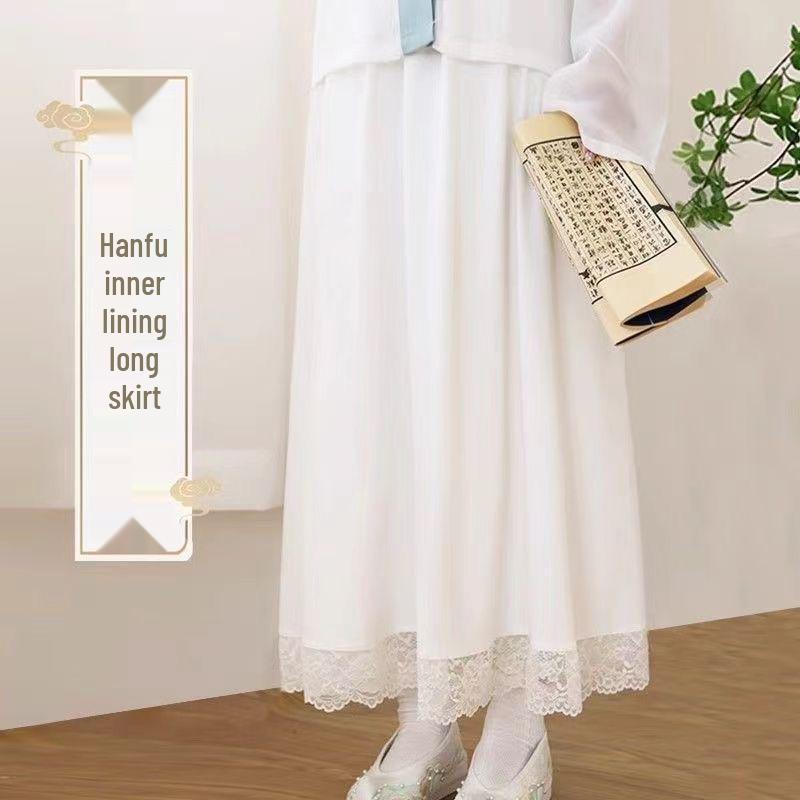 Qipao Lace Slip: Slim-Fit Hanfu Lining Half-Skirt Mid-Length