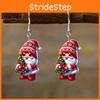 Santa Themed Christmas Claus Holding Tree Pattern Women Acrylic Earrings