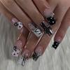 24 Stuks Mini Bloemen Press-on Nagels Roze Nepnagel Tips Nieuwe Kunstnagels Vrouwen