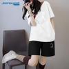 Jeanswest Women's Summer Cat Print Cotton T-Shirt & Shorts Set