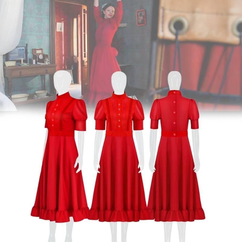 Stunning Pearl Red Dress Costume For Horror Movie Fans Perfect For Halloween Cosplay Events