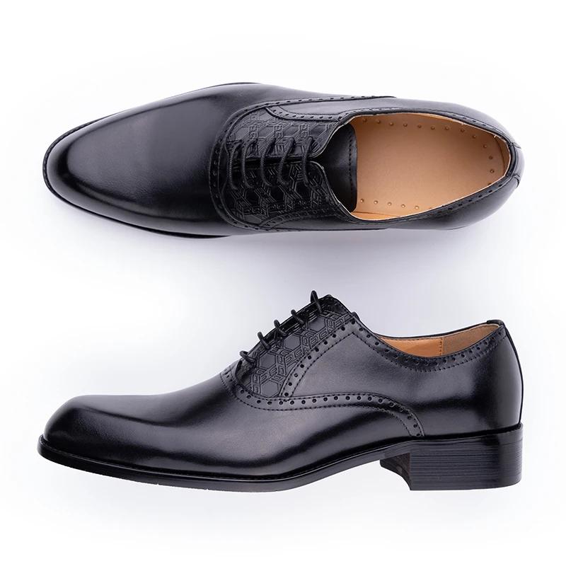 Fashion Successful Men's Leather Shoes Elegant Printing Wedding Party Social Footwear Red Black Office Adult Shoe Lace Up Comfortable