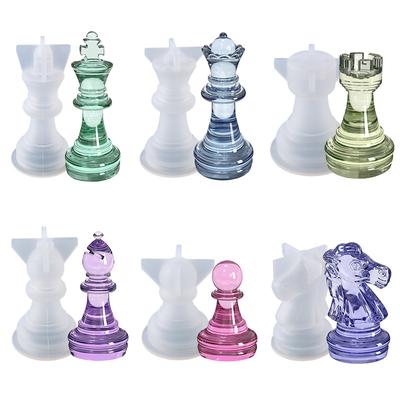 6Pcs/Set DIY Crystal Epoxy Resin Mold 3D Chess Piece Silicone Mould For Resin