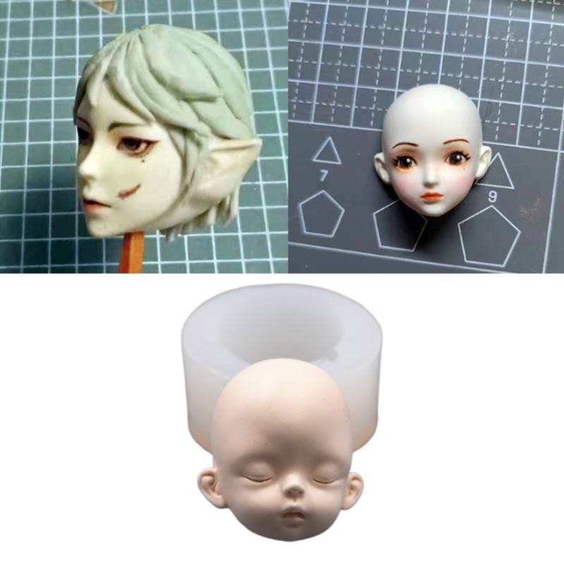 Clay Face Mold Fondant Face Mold Silicone Epoxy Handmade Face Cartoon Character Mold Doll Face Garage Kit Mold  Art