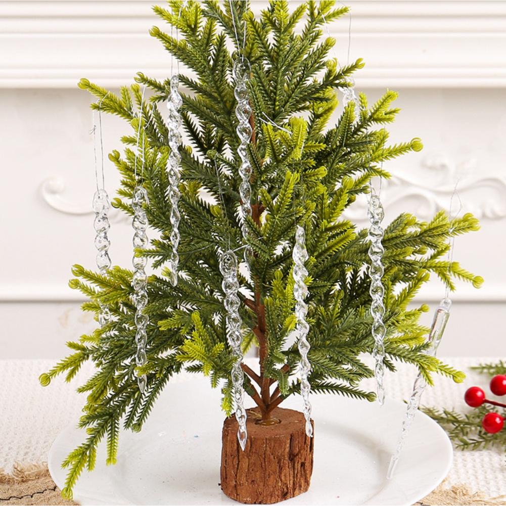 12pcs Icicle Ornaments Christmas Tree Ornaments With Cord For Winter Party Christmas Decor Holiday Decorations