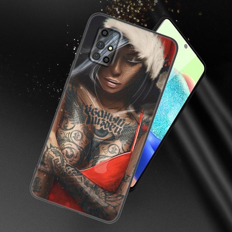Husă de telefon sexy cu mânecă tatuată pentru fete pentru Samsung Galaxy A21 A30 A50 A52 S A13 A22 A32 A33 A53 A73 5G A11 A12 A31 A51 A70 A71 A72