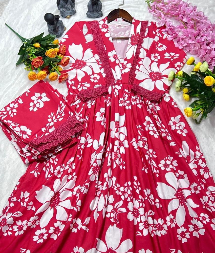 Women Designer Party Wear Rayon Cotton Kurta Pant Set Indian Bollywood Top Tunic Kurti Dress