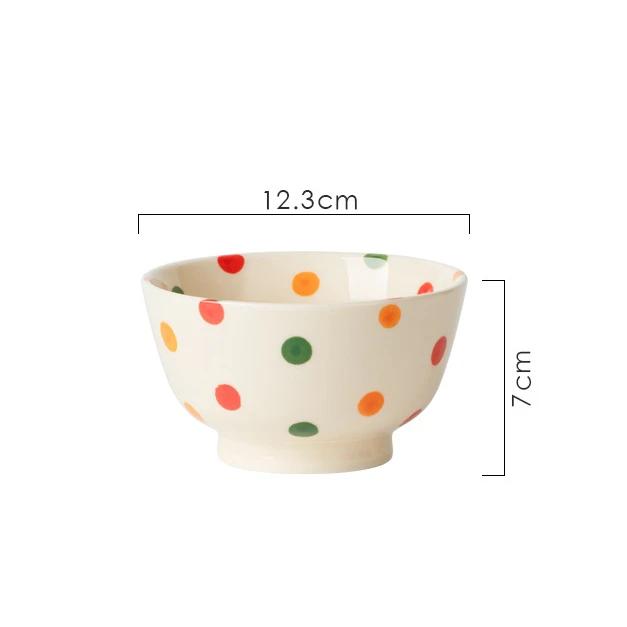 Vintage Polka Dot Bowls Plates Tableware High Aesthetic Value Ceramic Soup Bowls Plates Chopsticks Set