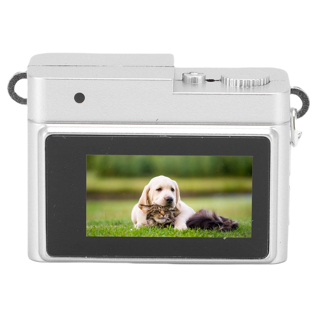 Small Retro Digital Camera 1080P FHD 0.96 Inch Color Screen Keychain Camera with Flash Light 4 Filters for Travel Learning Recordings