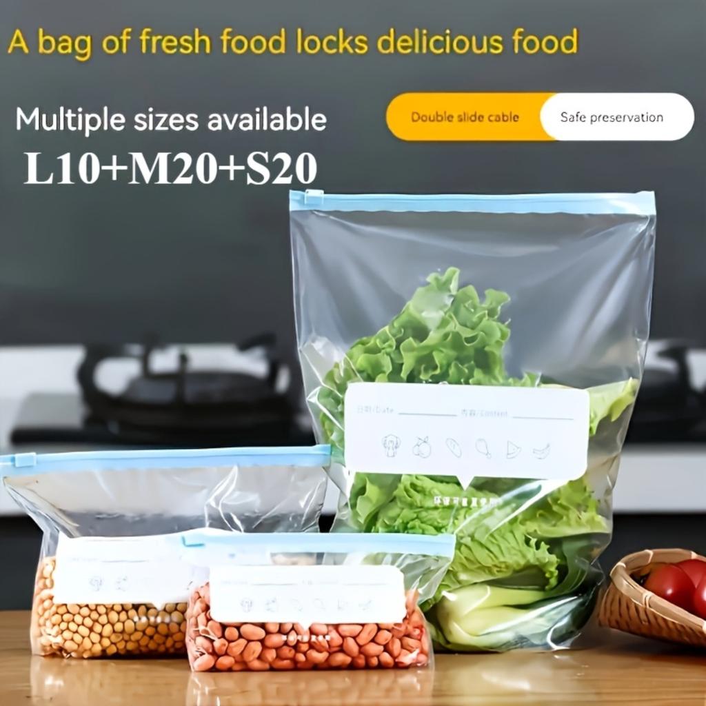 70/60/50 Zippered Fresh-keeping Bags In Three Specifications, Food Classification Storage Bags, and Food Preservation Sealed Bags