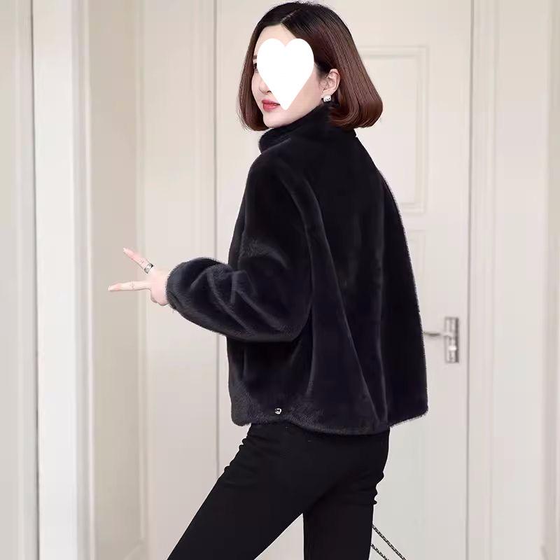 Women's Faux Mink Fur-Lined Fashionable Coat - Spring/Autumn Versatile Top