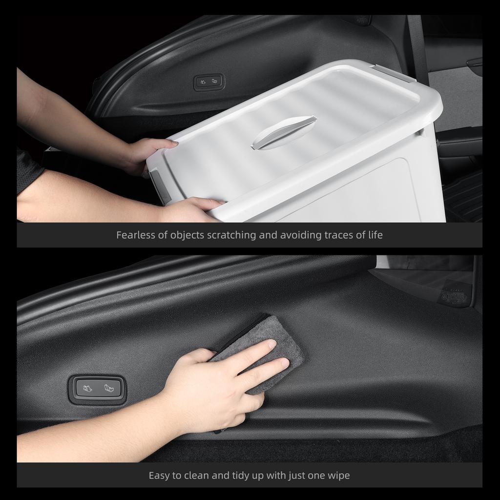 Bakre bagasjeromside sparkebeskyttelse for Tesla Model Y Lansering 2025 2026 Juniper Bil Øvre Lag Dekning Beskyttelsessett 2 stk Svart