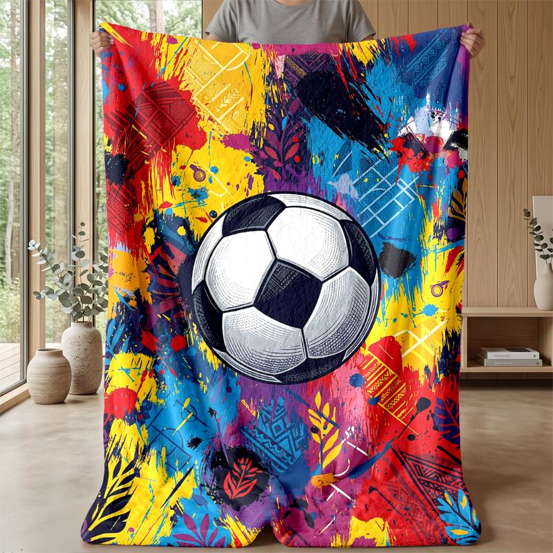 Soccer Ball Artwork Theme blanket Lightweight Warm Flannel Blanket Decorative Throw Blanket for Home Decoration