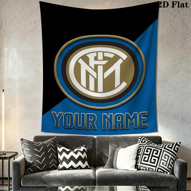 Custom Name Inter Milan Wall Tapestry Aesthetic Wall Hanging Printed Fabric Blanket Decorative Tapestries for Bedroom Living Room Home Decor