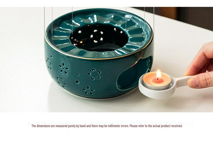 Winter Warm Tea Stove Set: Glass Flower Teapot with Ceramic Candle Base for Tea Houses, Hotels, and Restaurants