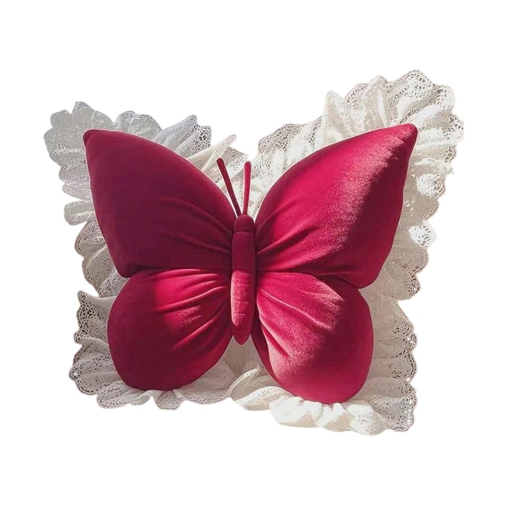 Butterfly Throw, Velvet Butterfly Decorative Cushion With Lace Trim, Glitter Velvet Stuffed For Sofa Couch Living Room Bed,Home Garden Decor