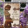 2D Flat - 1pc Vintage Aluminium Decorative Sign | "Just A Girl Who Loves Books" - Metal Wall Decor, Wall Hanging, Perfect for Home, Office, or Cafe