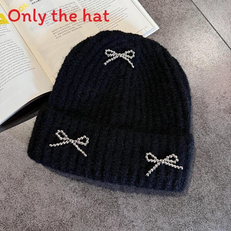 Fashion Solid Color Bow Decoration Women Casual Knitted Hat Autumn And Winter