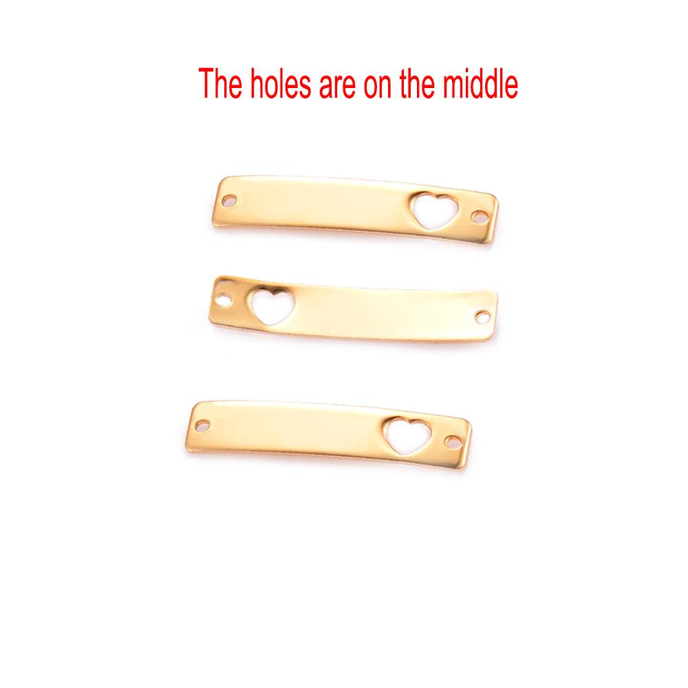 10pcs/lot Stainless Steel Mirror Polish Bend Blank Bar with Hollow Heart Charms Connector DIY Jewelry Making Necklace