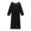 Court Style Women's Long Sleeve Nightgown - Spring/Autumn/Winter, Warm Black Pajamas, Slim Fit, Plus Size Homewear