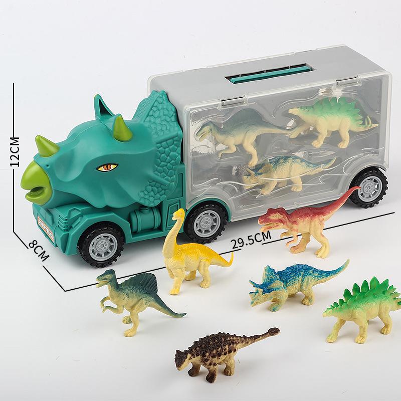 New Children s Dinosaur Engineering Vehicle Fleet Boy Triceratops Truck Transport Vehicle Model Children s Educational Toys Gift