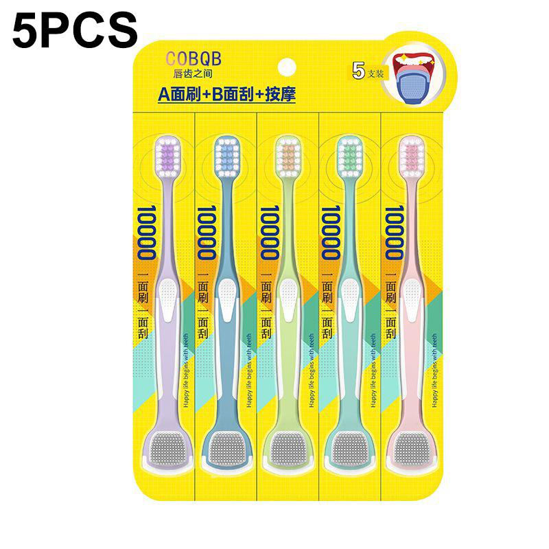 Double Head Toothbrush And Tongue Scraper Set Reusable Oral Cleaning Brush for Fresh Breath Oral Hygiene Care