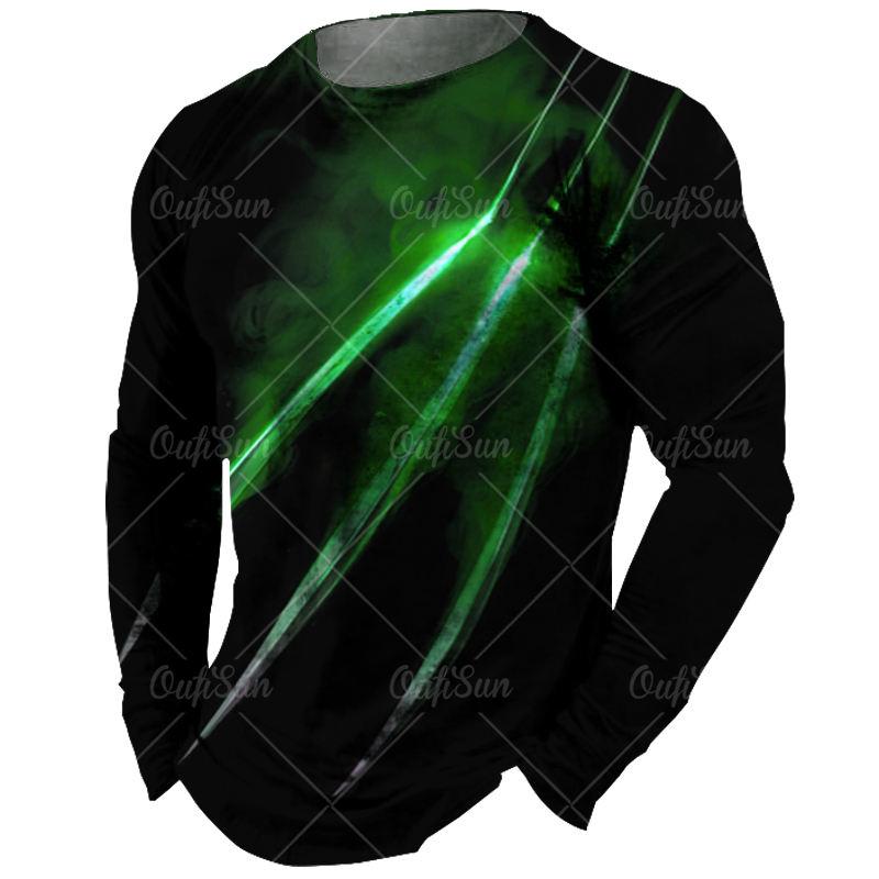 Vintage Tees Long Sleeved Black T Shirt Men 3d Print Shirts Claw Graphics T-Shirts Red Men'S Clothing Tops Casual Streetwear