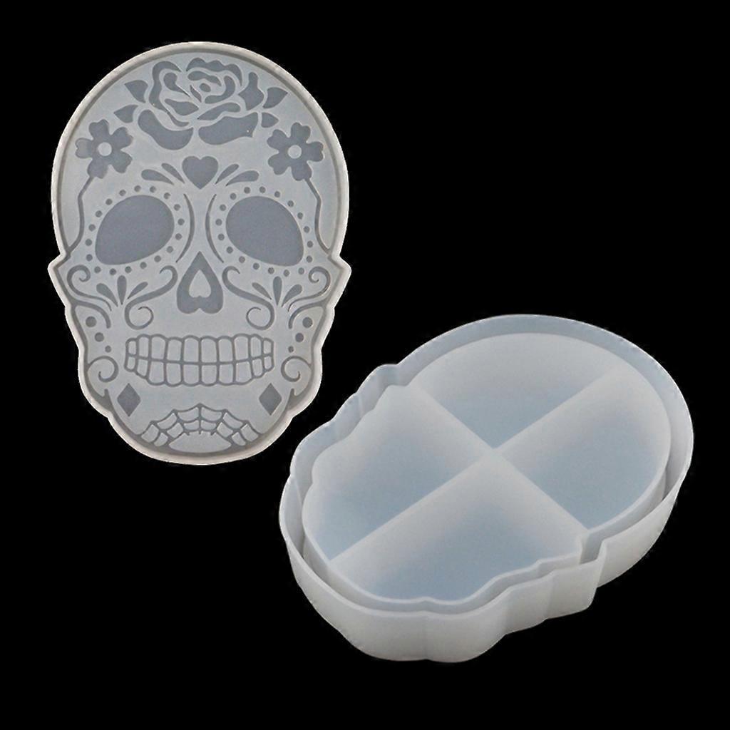 Skull Tray Epoxy Resin Mold Coaster Casting Silicone Mould for DIY Jewelry Box Resin Crafts Making Halloween Decorations