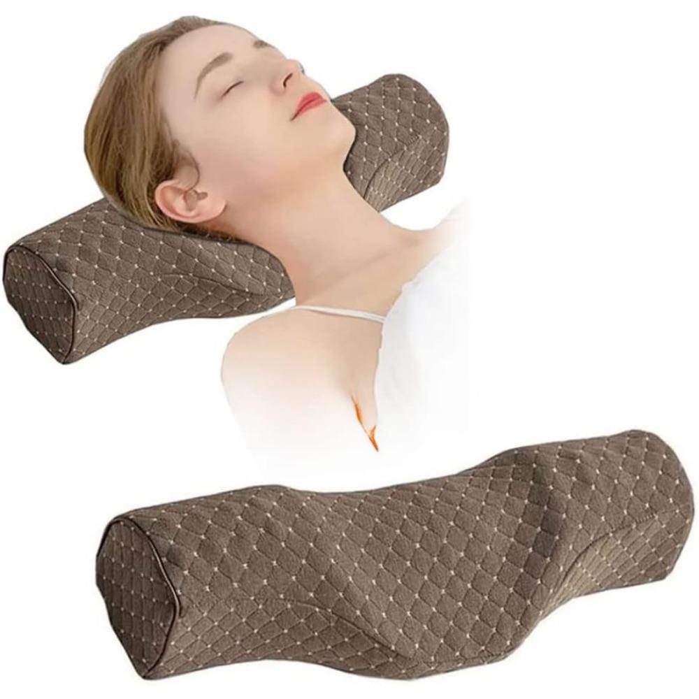 Pernă Cervicală pentru Gât pentru Dormit cu Alinare a Durerii, Pernă Rulou pentru Gât Spumă cu Memorie, Pernă Cilindrică de Călătorie pentru Pat pentru Persoane care Dorm pe Lateral, Persoane care Dorm pe Spate. (albastru)