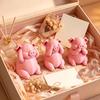 Unique Pig Figurine for Birthday Gift 3 Pcs Cute Mini Figurines, 3D Printed See Hear Speak No Evil Adorable Animal Home Decor Pink Statue, Novelty