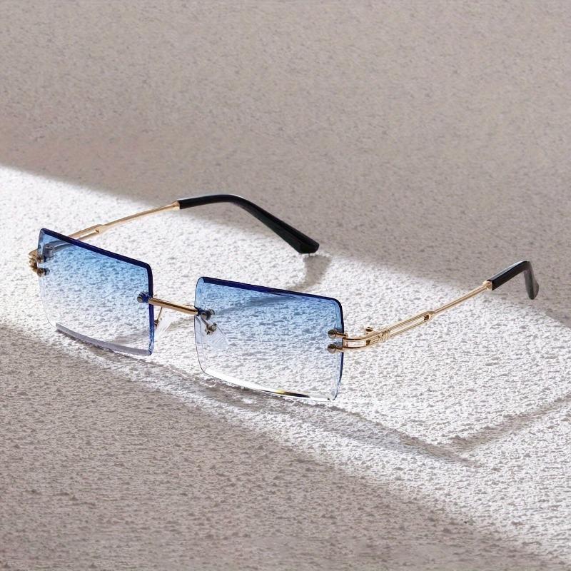 3 piece Set of Fashionable Square Frameless Rectangular Metal Fashion Glasses Suitable for Both Men and Women