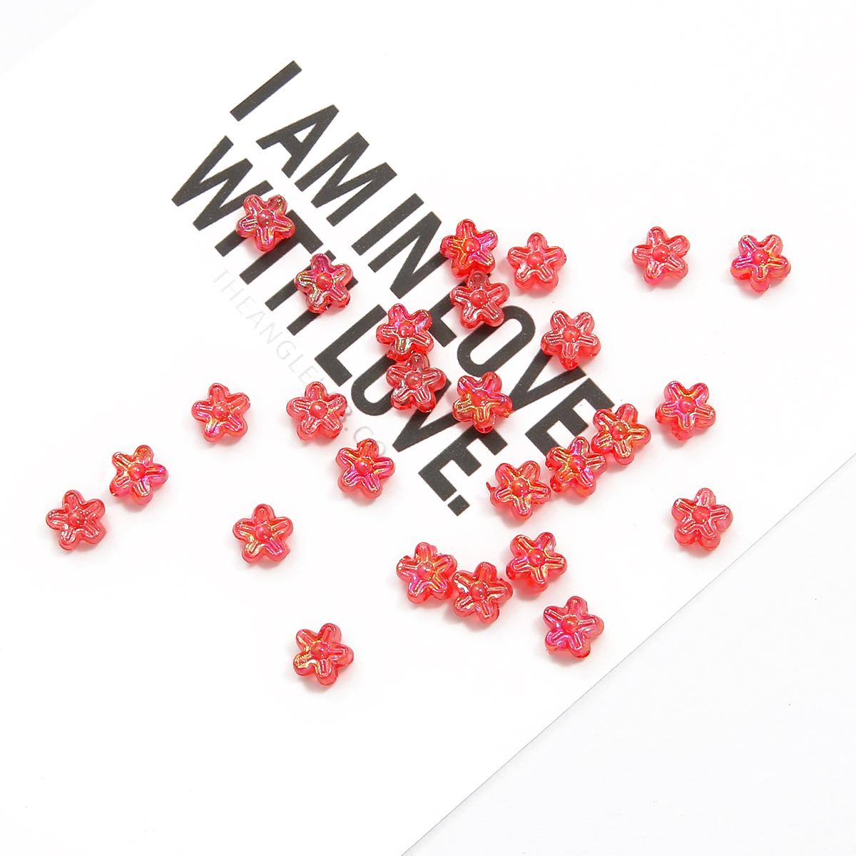 

6,5 мм 20 шт., милые AB цвета, маленькие цветочные акриловые бусины для ювелирных изделий, ожерелья, браслетов, аксессуары красный