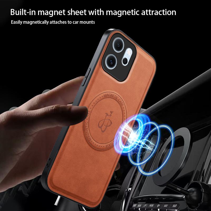 Wireless Charging Magnetic Case for OPPO Reno 15 Pro 15F 15FS 5G Reno15 F FS Protective Cover PU Leather Hard Back Shell Coque