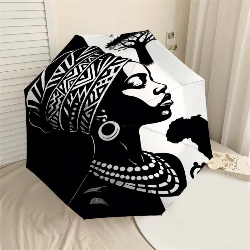 

1PC African culture Umbrella-8-Rib Reinforced Portable Folding Travel Suitable for All Seasons Outdoor Daily Use Is an Ideal Choice -F331