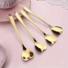 4pcs Polished Stainless Steel Heart Shaped Coffee Spoons Mixing Stirring Flatware for Cafe Bar Drinkware Tableware Accessories