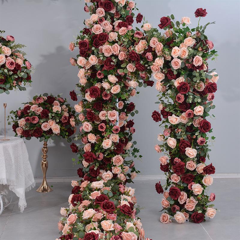 Guangqianfeng Deep Red & Pink Floral Wedding Arch Décor