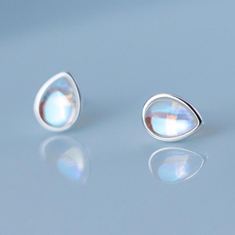 

925 Silver Minimalist Geometric Opal Water Drop Pendant Choker Necklace Women Girl Accessories Party Birthday Gift