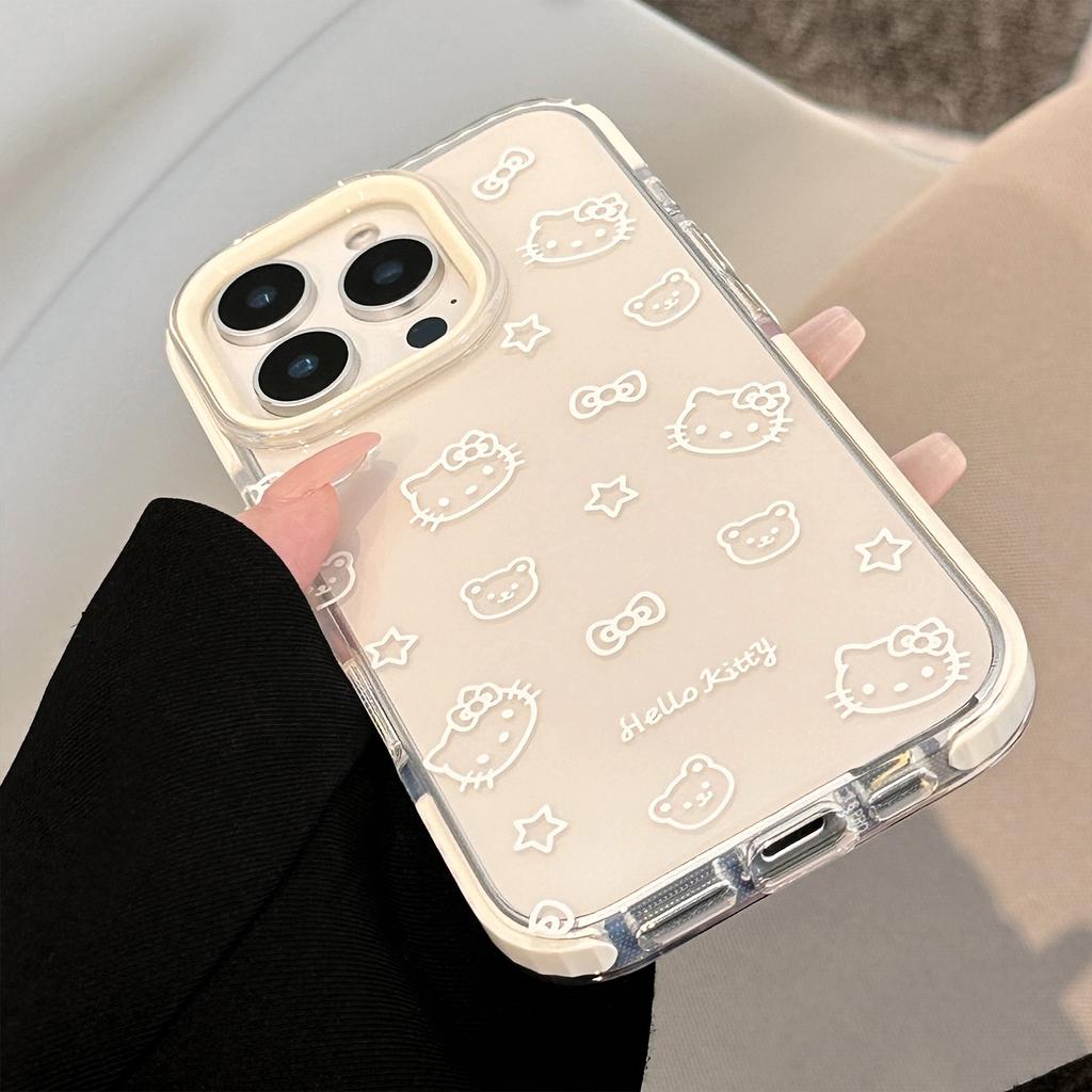 Ins-style Transparent Line Cat iPhone 16 Case Suitable for Apple 15, 17 Pro Max, Cartoon 13, Soft 11