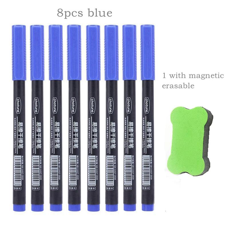 8 buc Marker Whiteboard Șters 0.5mm Vârf Fin Cerneală Neagră/Albastră/Roșie Marker Tablă Școală Birou Artă Scris Papetărie