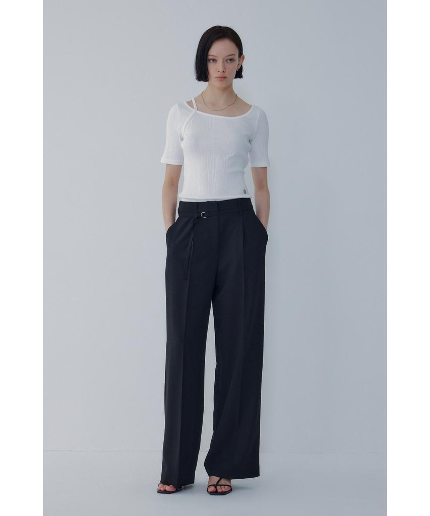 Bobeu Belted One-Tuck Wide Pants_Black 7156230006